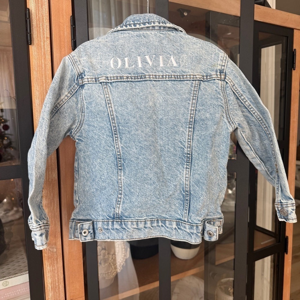 Zara Kids Olivia embroidered personalized denim jacket toddler girl monogrammed